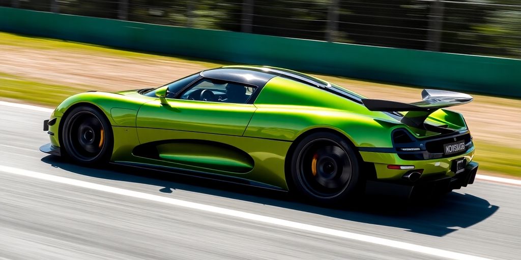 Koenigsegg Jesko Absolut racing on a track.